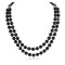 2 Strand Navajo Nickel Natural Black Onyx Native American Necklace 24423
