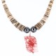 $200 Certified Authentic Navajo .925 Sterling Silver Graduated Melon Shell and Quartz Turquoise Hematite Native American Necklace 15427-1