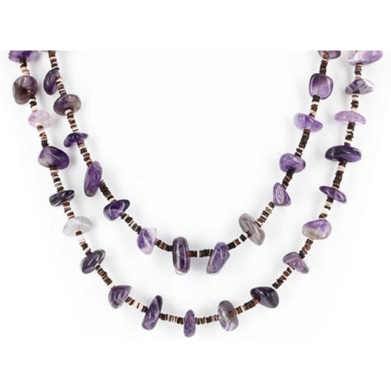 Certified Authentic 2 Strand Navajo .925 Sterling Silver Turquoise and AMETHYST Native American Necklace 750126
