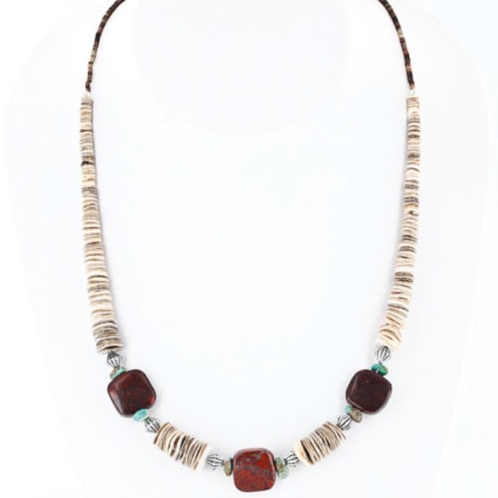 Certified Authentic Navajo .925 Sterling Silver Graduated Spiny and Turquoise Native American Necklace 790101-20