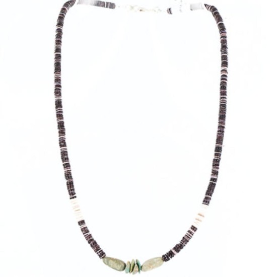 $230 Handmade Certified Authentic Navajo .925 Sterling Silver Graduated Heishi Turquoise Native American Necklace 371001071006