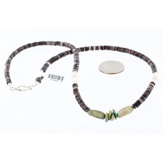 $230 Handmade Certified Authentic Navajo .925 Sterling Silver Graduated Heishi Turquoise Native American Necklace 371001071006