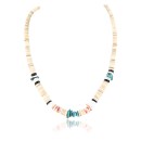$230 Handmade Certified Authentic Navajo .925 Sterling Silver Graduated Melon Shell and Turquoise Heishi Native American Necklace 370995391271