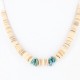 $230 Handmade Certified Authentic Navajo .925 Sterling Silver Graduated Melon Shell and Turquoise Native American Necklace 370996065804