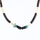 $230 Handmade Certified Authentic Navajo .925 Sterling Silver Heishi and Spiny Disk Onyx Turquoise Native American Necklace 390765186842
