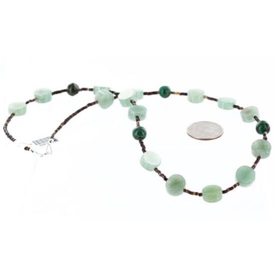 Certified Authentic Navajo .925 Sterling Silver Natural Turquoise Jade Native American Necklace 371322599464