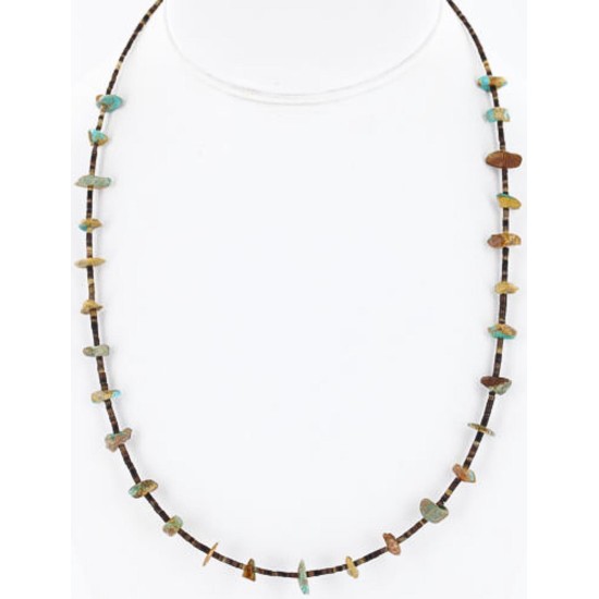 Certified Authentic Navajo .925 Sterling Silver Turquoise Native American Necklace 15883-1