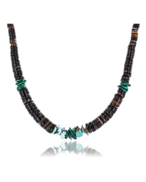 $230Handmade Certified Authentic Navajo .925 Sterling Silver Graduated Heishi Malachite Turquoise Native American Necklace 370999608374