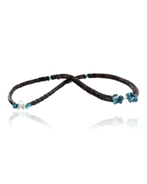 $240 Handmade Certified Authentic Navajo .925 Sterling Silver Graduated Heishi Turquoise Native American Necklace 370989865423