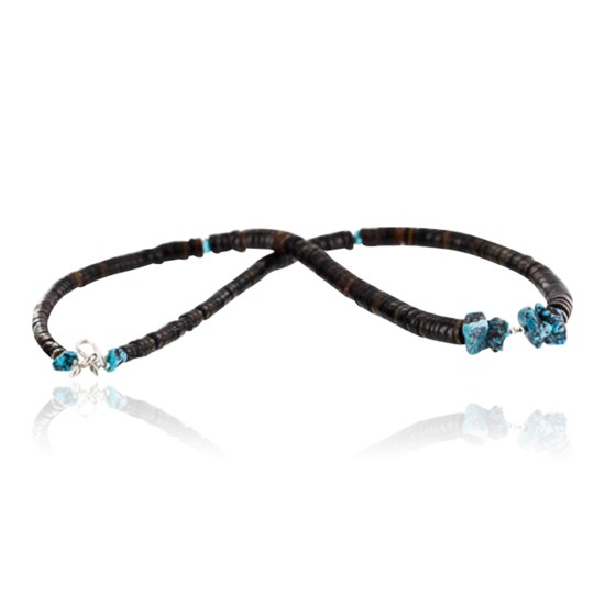 $240 Handmade Certified Authentic Navajo .925 Sterling Silver Graduated Heishi Turquoise Native American Necklace 370989865423
