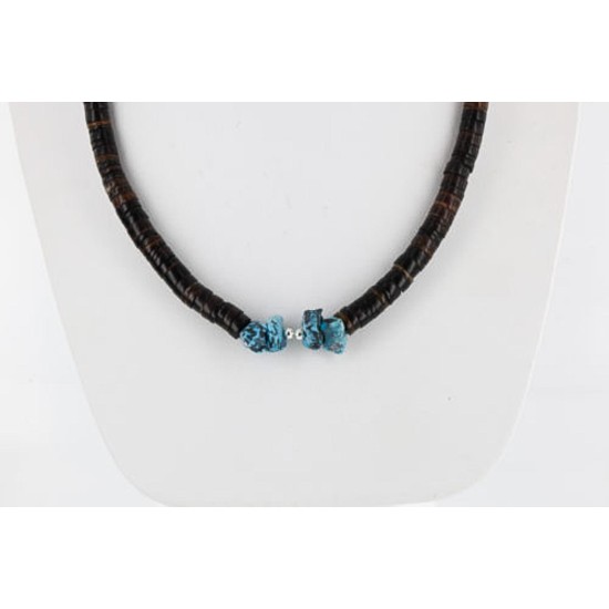 $240 Handmade Certified Authentic Navajo .925 Sterling Silver Graduated Heishi Turquoise Native American Necklace 370989865423
