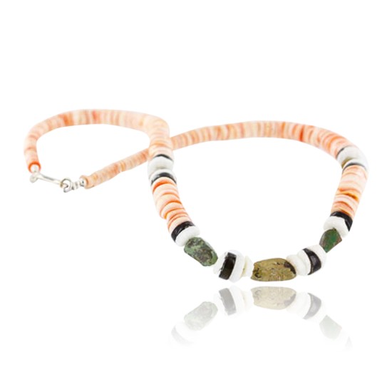 $240 Handmade Certified Authentic Navajo .925 Sterling Silver Graduated Melon Shell and Turquoise Native American Necklace 370990409499 $240 Handmade Certified Authentic Navajo .925 Sterling Silver Graduated Melon Shell and Turquoise Native American Necklace 370990409499