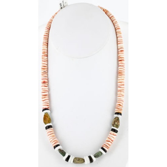 $240 Handmade Certified Authentic Navajo .925 Sterling Silver Graduated Melon Shell and Turquoise Native American Necklace 370990409499 $240 Handmade Certified Authentic Navajo .925 Sterling Silver Graduated Melon Shell and Turquoise Native American Necklace 370990409499