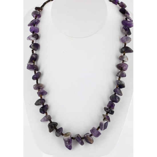 Certified Authentic Navajo .925 Sterling Silver Natural Amethyst Heishi Native American Necklace 15824-17