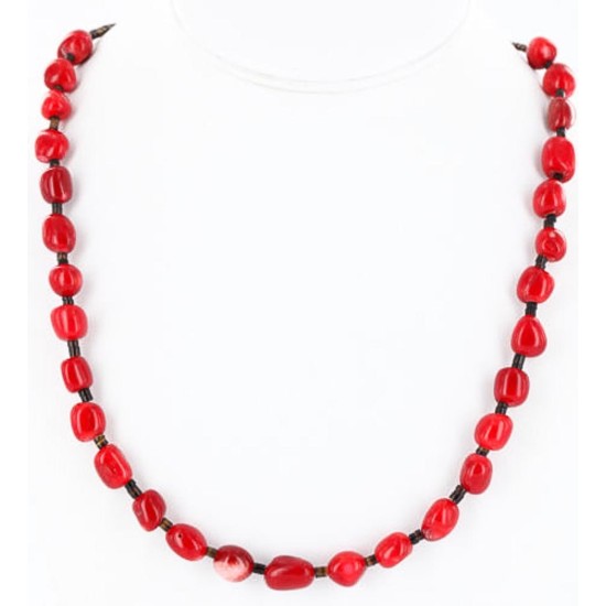 Certified Authentic Navajo .925 Sterling Silver Natural Coral and Heishi Native American Necklace 390834827025
