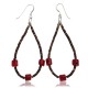 Coral .925 Sterling Silver Certified Authentic Navajo Native American Hoop Dangle Earrings 27281
