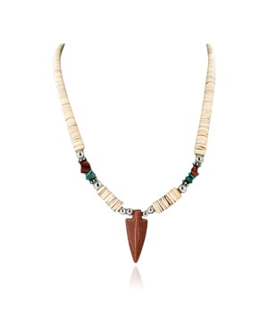 $280 Certified Authentic Navajo .925 Sterling Silver Graduated Melon Shell and Turquoise and Goldstone Native American Necklace 750142
