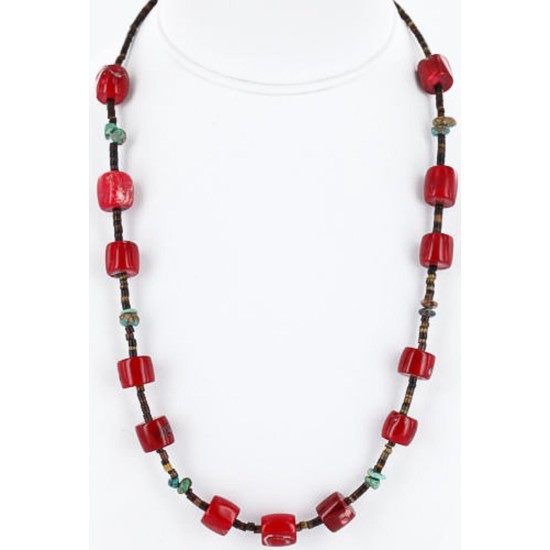 Certified Authentic Navajo .925 Sterling Silver Natural Turquoise CORAL Native American Necklace 390800932046