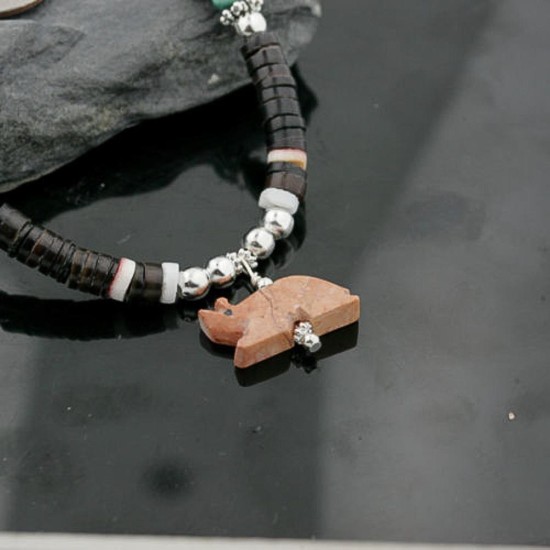 $290 Certified Authentic Navajo .925 Sterling Silver Graduated Heishi Turquoise Native American Carved Fetish Necklace 390732446395