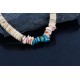 $290 Handmade Certified Authentic Navajo .925 Sterling Silver Graduated Melon Shell and Turquoise Native American Necklace 390742402073