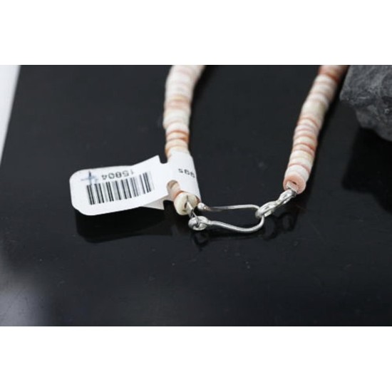 $290 Handmade Certified Authentic Navajo .925 Sterling Silver Graduated Melon Shell and Turquoise Native American Necklace 390741268495