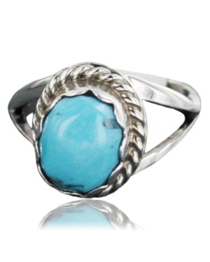 3.5andquot; PINKY Native American Ring $190 Handmade Certified Authentic Navajo .925 Sterling Silver Turquoise 390688188736