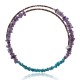 Natural Turquoise and Amethyst Certified Authentic Navajo Native American Adjustable Choker Wrap Necklace Chain 25584