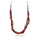 3 Strand Certified Authentic Navajo .925 Sterling Silver Coral Natural Turquoise Twisted Native American Necklace 15937-104