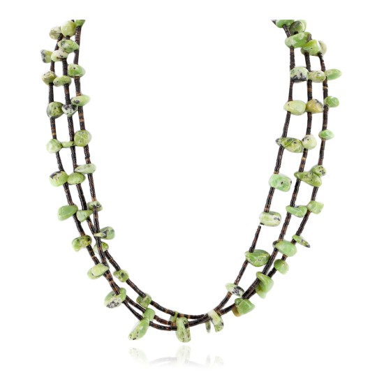 3 Strand Certified Authentic Navajo .925 Sterling Silver Natural Green Agate Native American Necklace 750106-441