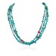 3 Strand Certified Authentic Navajo .925 Sterling Silver Natural Turquoise and Coral Native American Necklace 25281