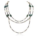 3 Strand Certified Authentic Navajo .925 Sterling Silver Natural Turquoise and Mother of Pearl Native American Necklace 15850-181