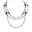 3 Strand Navajo .925 Sterling Silver Natural Turquoise and Mother of Pearl Native American Necklace 15850-181