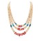 3 Strand Certified Authentic Navajo .925 Sterling Silver Natural Turquoise Coral Graduated Melon Shell Native American Necklace 15846