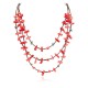 3 Strand Certified Authentic Navajo .925 Sterling Silver Natural Turquoise Coral Native American Necklace 15755-1