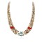 3 Strand Certified Authentic Navajo .925 Sterling Silver Natural Turquoise Coral Spiny Oyster and Graduated Heishi Native American Necklace 25261