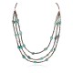 3 Strand Certified Authentic Navajo .925 Sterling Silver Natural Turquoise Native American Necklace 15585-81