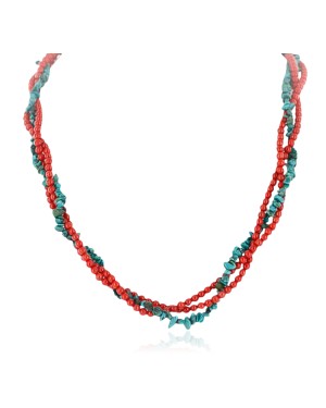 3 Strand Certified Authentic Navajo .925 Sterling Silver Natural Turquoise Native American Necklace 15960