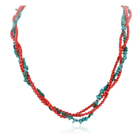 3 Strand Certified Authentic Navajo .925 Sterling Silver Natural Turquoise Native American Necklace 15960