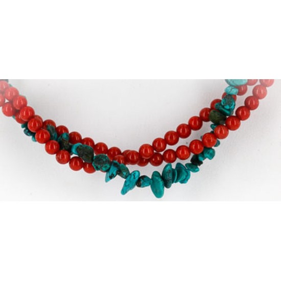 3 Strand Certified Authentic Navajo .925 Sterling Silver Natural Turquoise Native American Necklace 15960