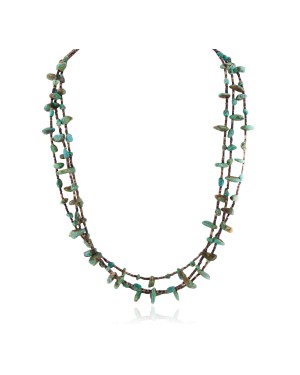 3 Strand Certified Authentic Navajo .925 Sterling Silver Natural Turquoise Native American Necklace 750107-41