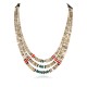 3 Strand Certified Authentic Navajo .925 Sterling Silver Turquoise Coral Spiny Oyster and Graduated Heishi Native American Necklace 15931-7