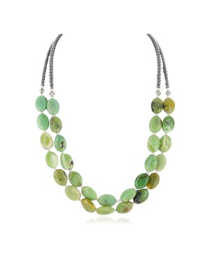 3 Strand Certified Authentic Navajo Nickel Green Jasper Hematite Native American Necklace 17013