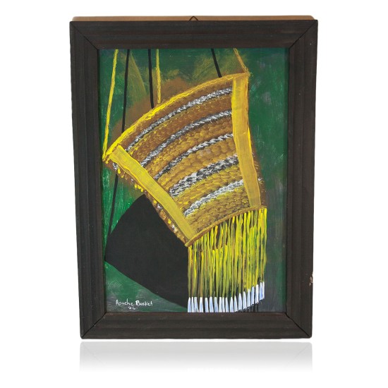 $300 Apache Certified Authentic Painted by Acrylic Apache Basket Native American Painting  10794-1