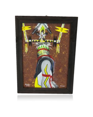 $300 Apache Certified Authentic Painted by Acrylic Apache Mesalero GA'AN Native American Painting  10794-2