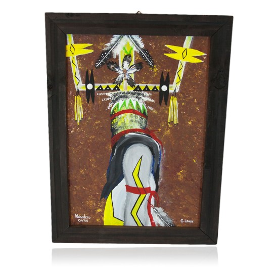 $300 Apache Certified Authentic Painted by Acrylic Apache Mesalero GA'AN Native American Painting  10794-2