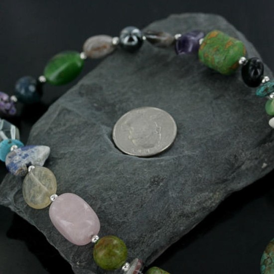 $300 Bear Fetish Certified Authentic Navajo .925 Sterling Silver Natural Multi Color Native American Necklace 15151-27