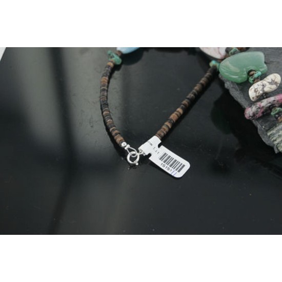 $300 Bear FetishCertified Authentic Navajo .925 Sterling Silver Natural Turquoise Agate Native American Necklace 390679867516