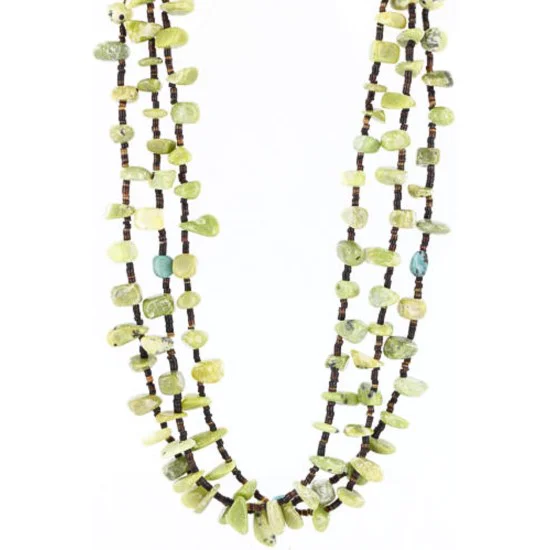 3 Strand Navajo .925 Sterling Silver Turquoise and GREEN AGATE Native American Necklace 371027190059