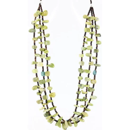 3 Strand Navajo .925 Sterling Silver Turquoise and GREEN AGATE Native American Necklace 371027190059