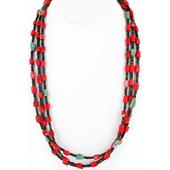 Certified Authentic 3 Strand Navajo .925 Sterling Silver Turquoise and Coral Native American Necklace 390832529281 Certified Authentic 3 Strand Navajo .925 Sterling Silver Turquoise and Coral Native American Necklace 390832529281
